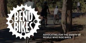 bend bikes logo on bike trail background